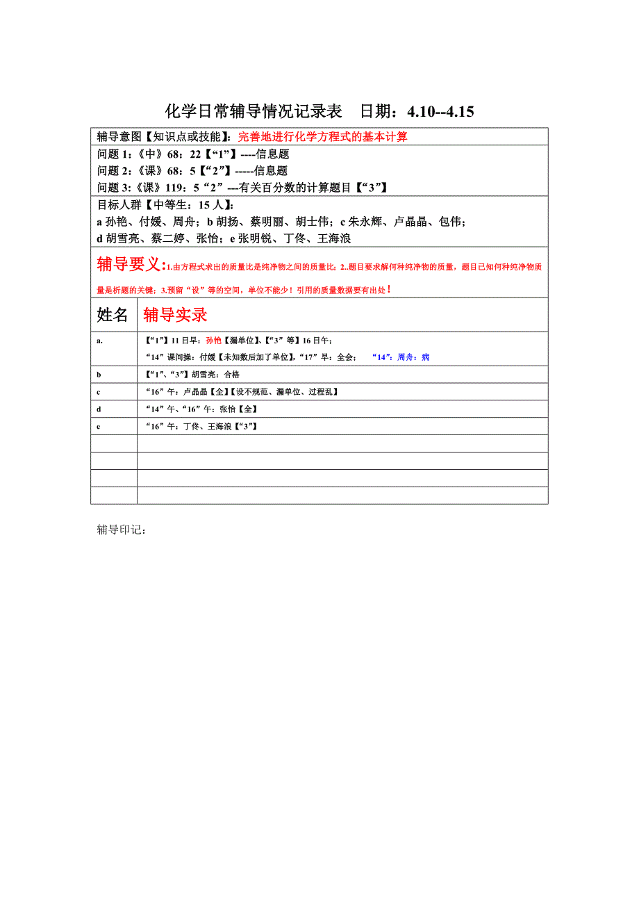 初三化学基础技能分层辅导情况记录表_第3页