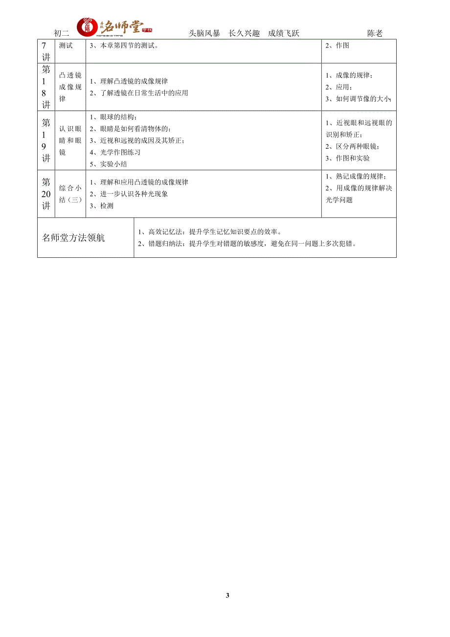 初二物理衔接班计划(名师堂陈老)_第3页