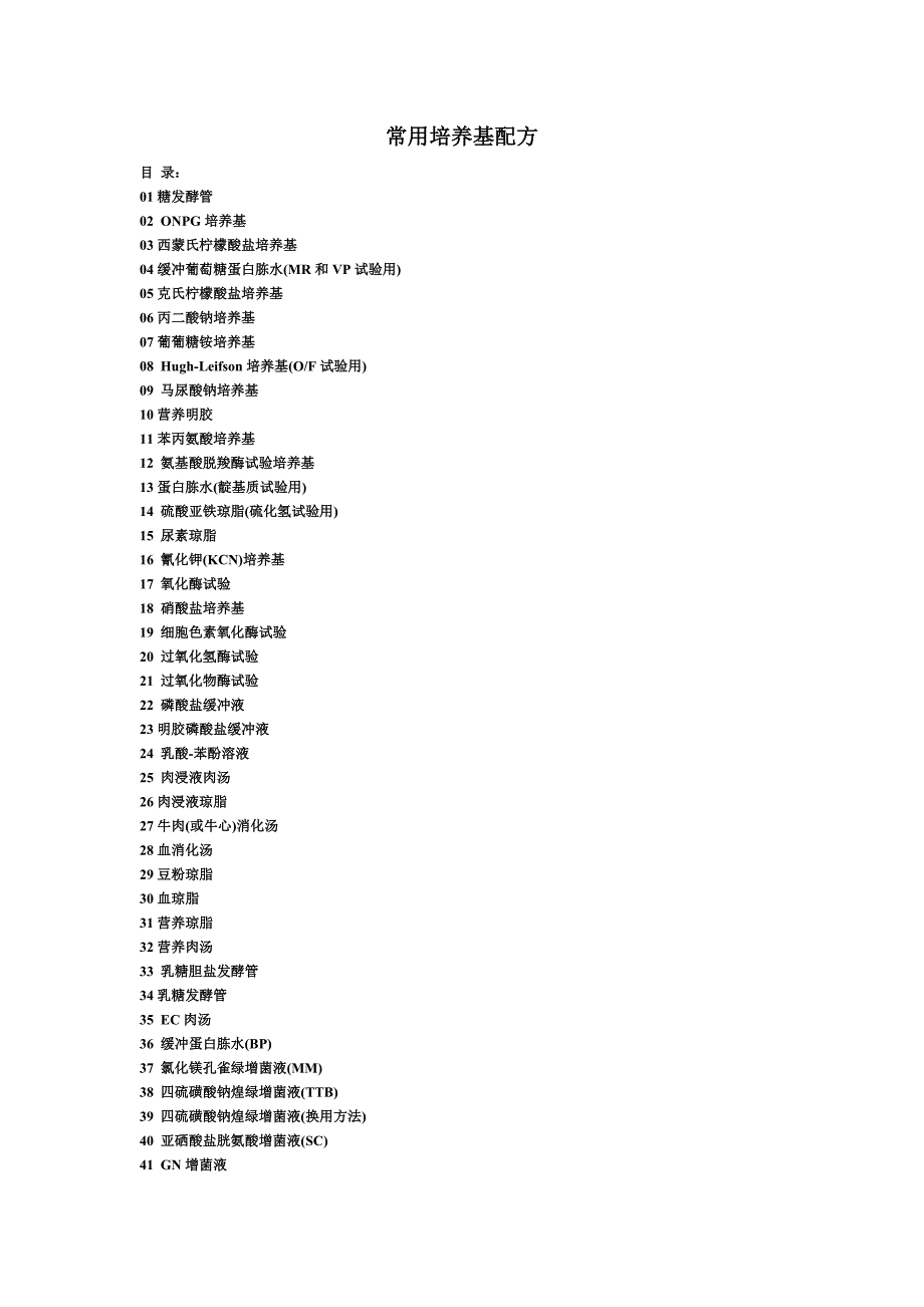 常用微生物培养基配方大全_第1页