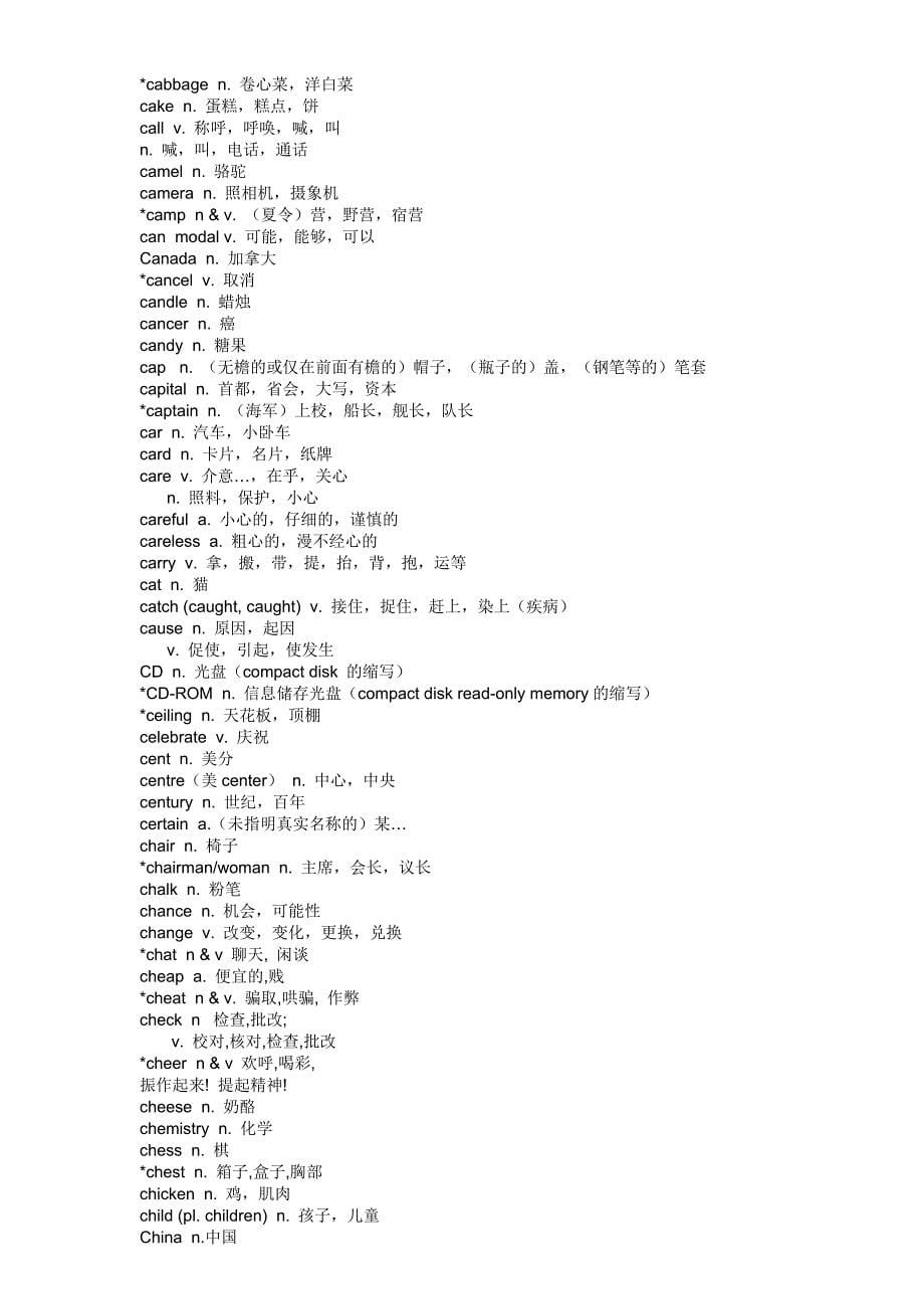 新目标初中英语7-9年级词汇表 按字母顺序排列_第5页