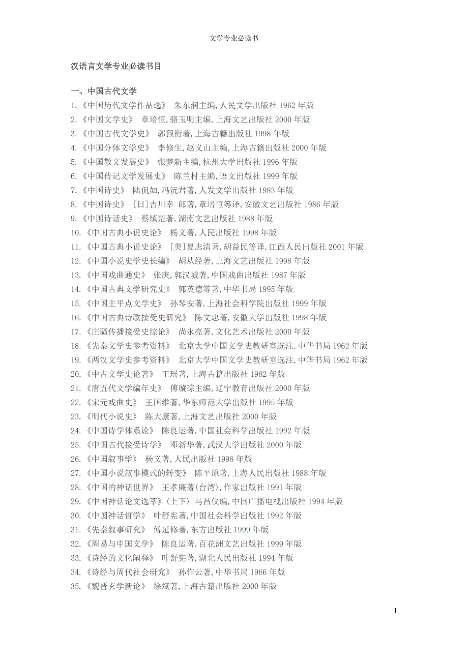 文学专业必读书_第1页