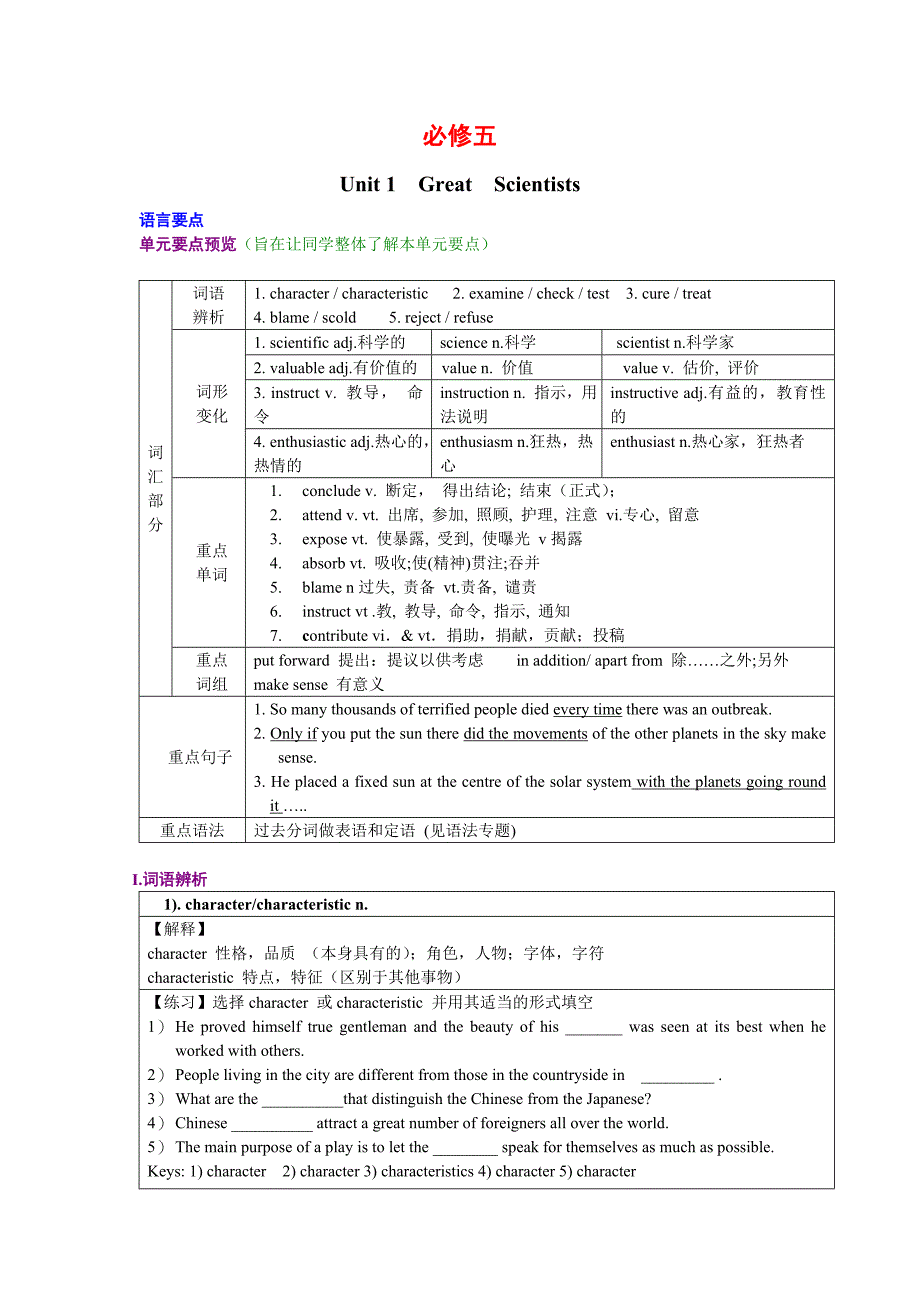 【人教版精品】高二英语必修五导学案全集_第1页