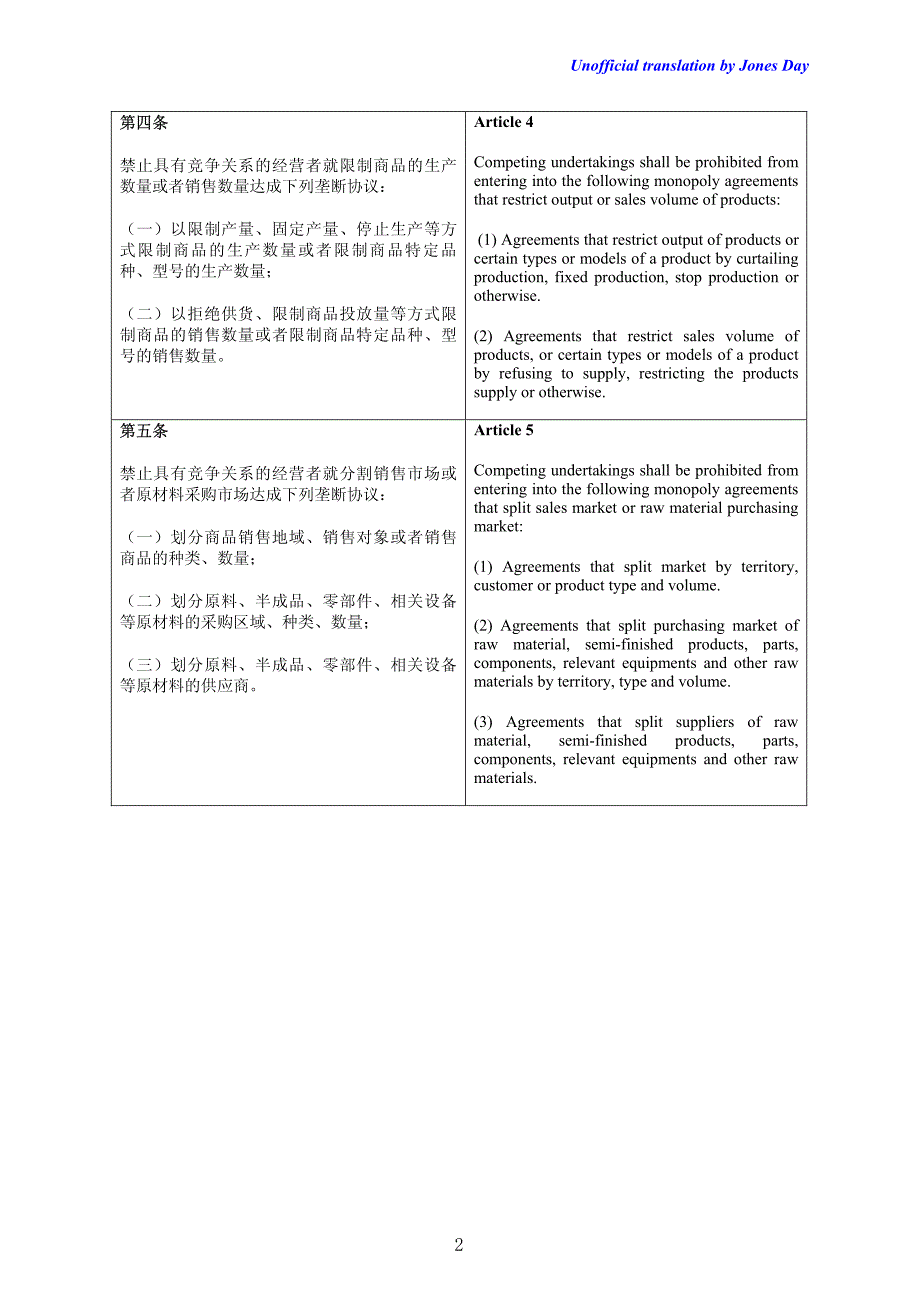 禁止垄断协议行为的规定 中英文对照版_第2页