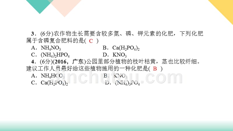 人教版九年级化学全册11.2《化学肥料》习题课件（共14张）_第4页