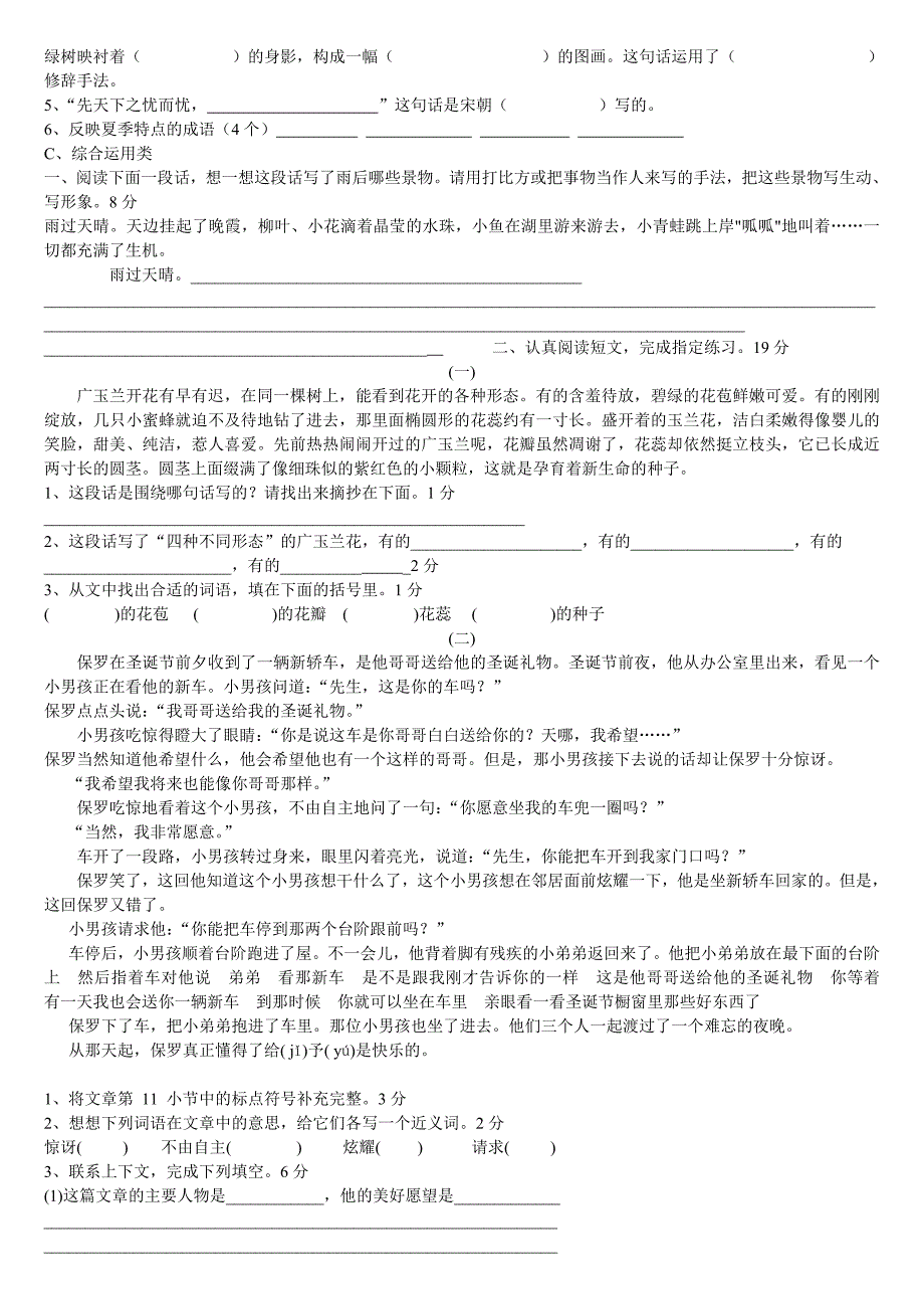 小升初语文模拟试卷_第2页