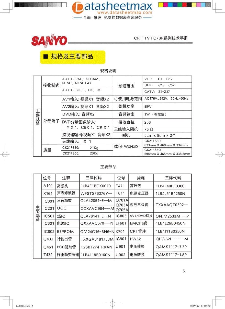 三洋彩色电视维修手册_第5页