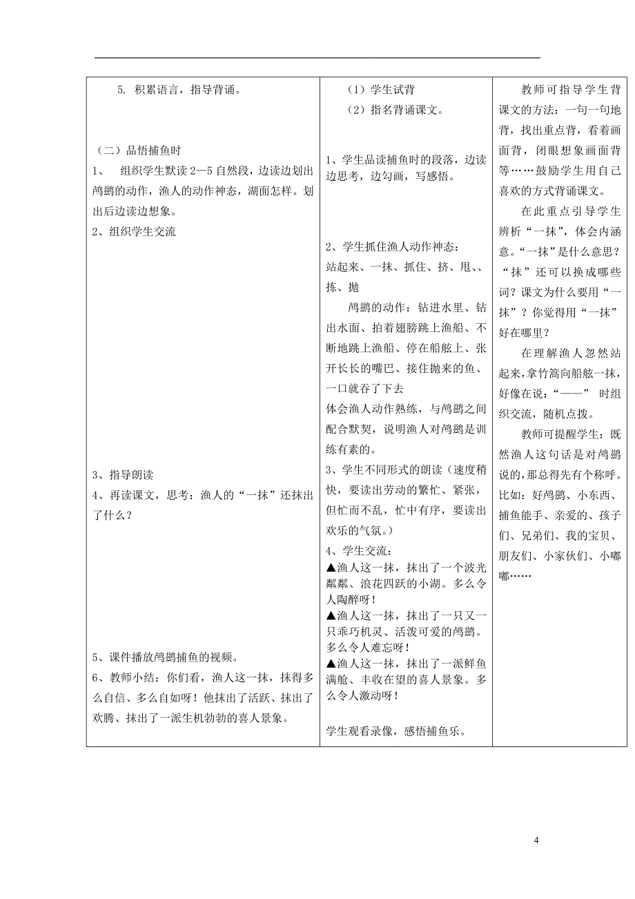 2015年秋五年级语文上册《动物二章》教案 冀教版_第4页