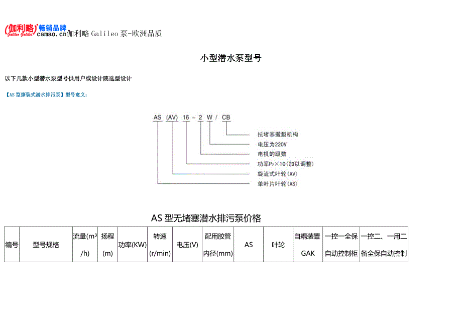 小型潜水泵型号_第1页