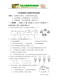 九年级物理下册期末考试试卷