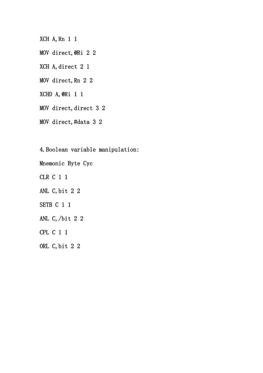 8051指令和执行周期列表_第5页