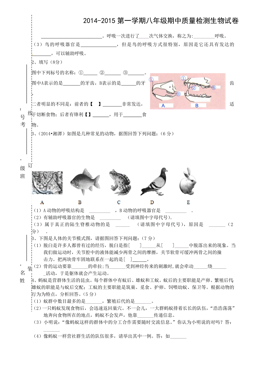 生物期中考试试卷模板_第3页