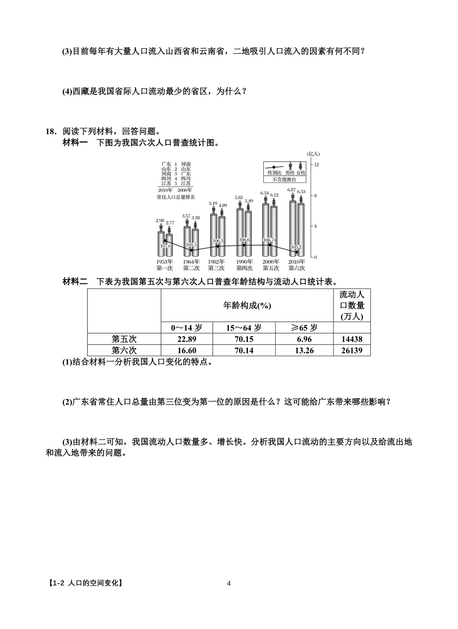 2014年高一地理必修二学案(1-2 人口的空间变化)_第4页