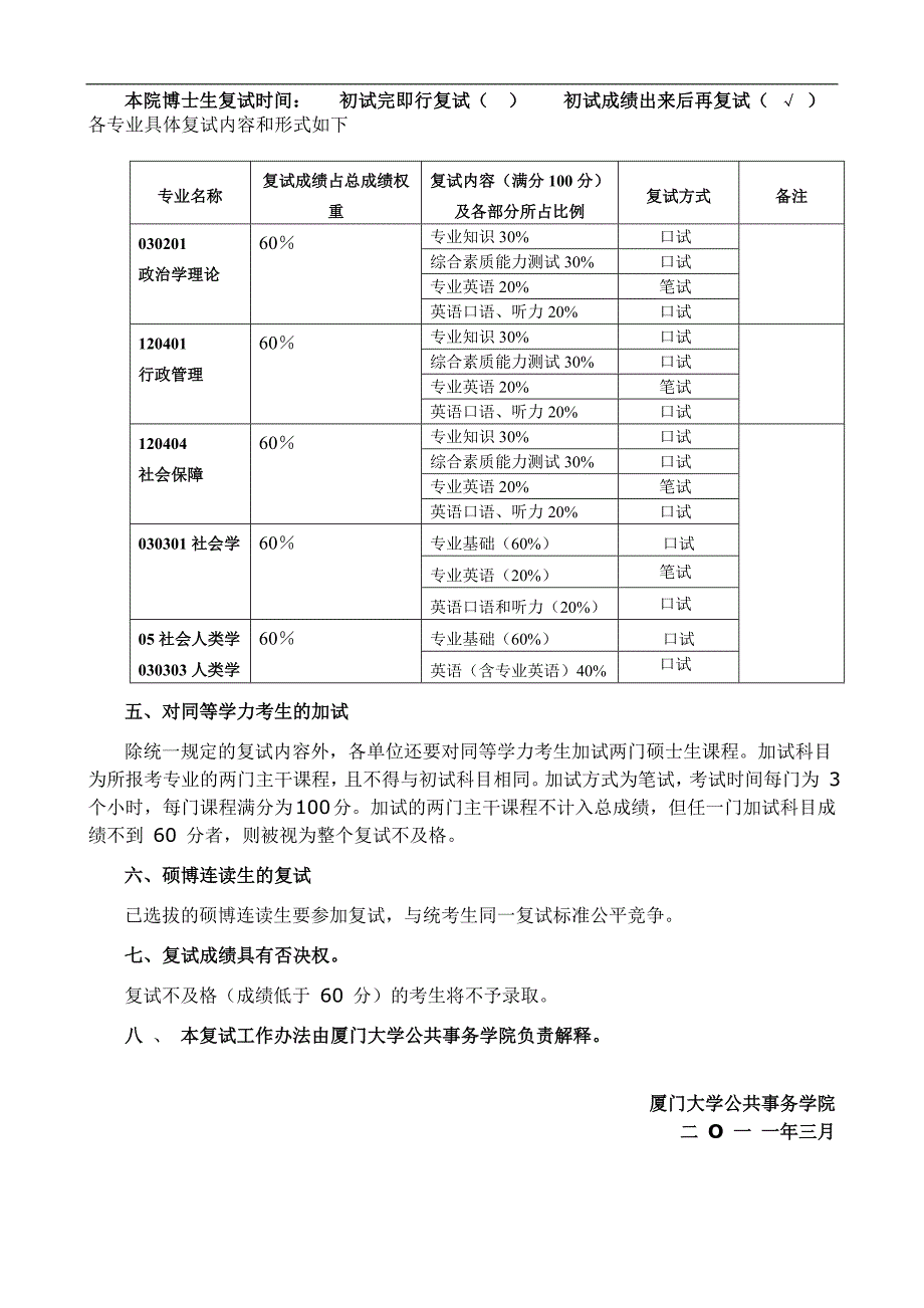 公共事务学院2011年博士研究生入学考试复试工作办法_第2页