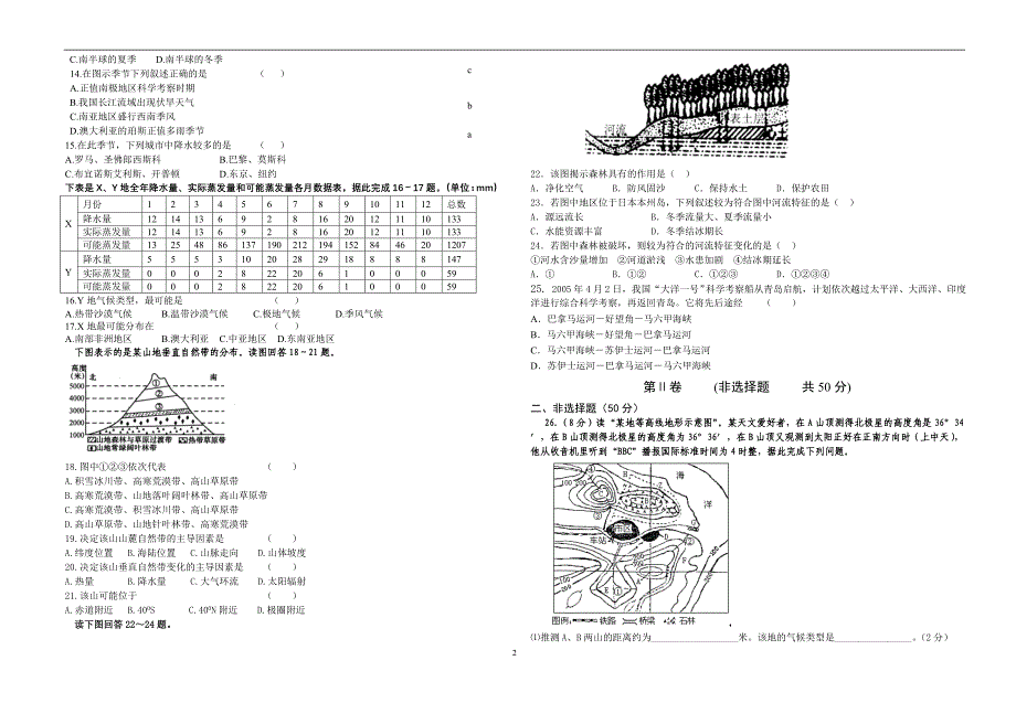 高二地理下试卷_第2页