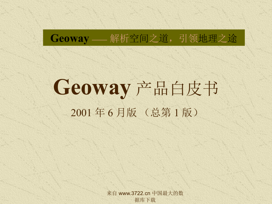 【管理精品】GEOWAY产品白皮书（PPT 41）_第1页