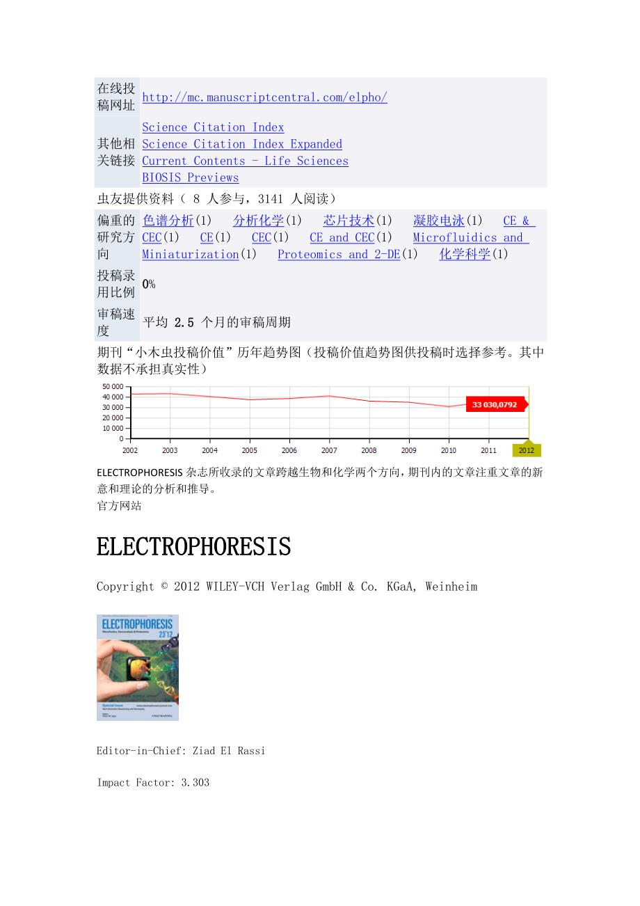 期刊electrophoresis简介_第3页