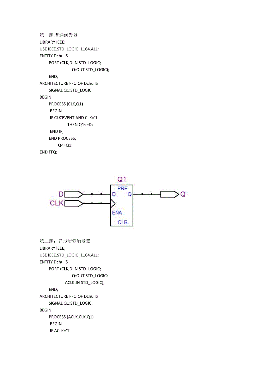 vhdl各种d触发器程序_第1页