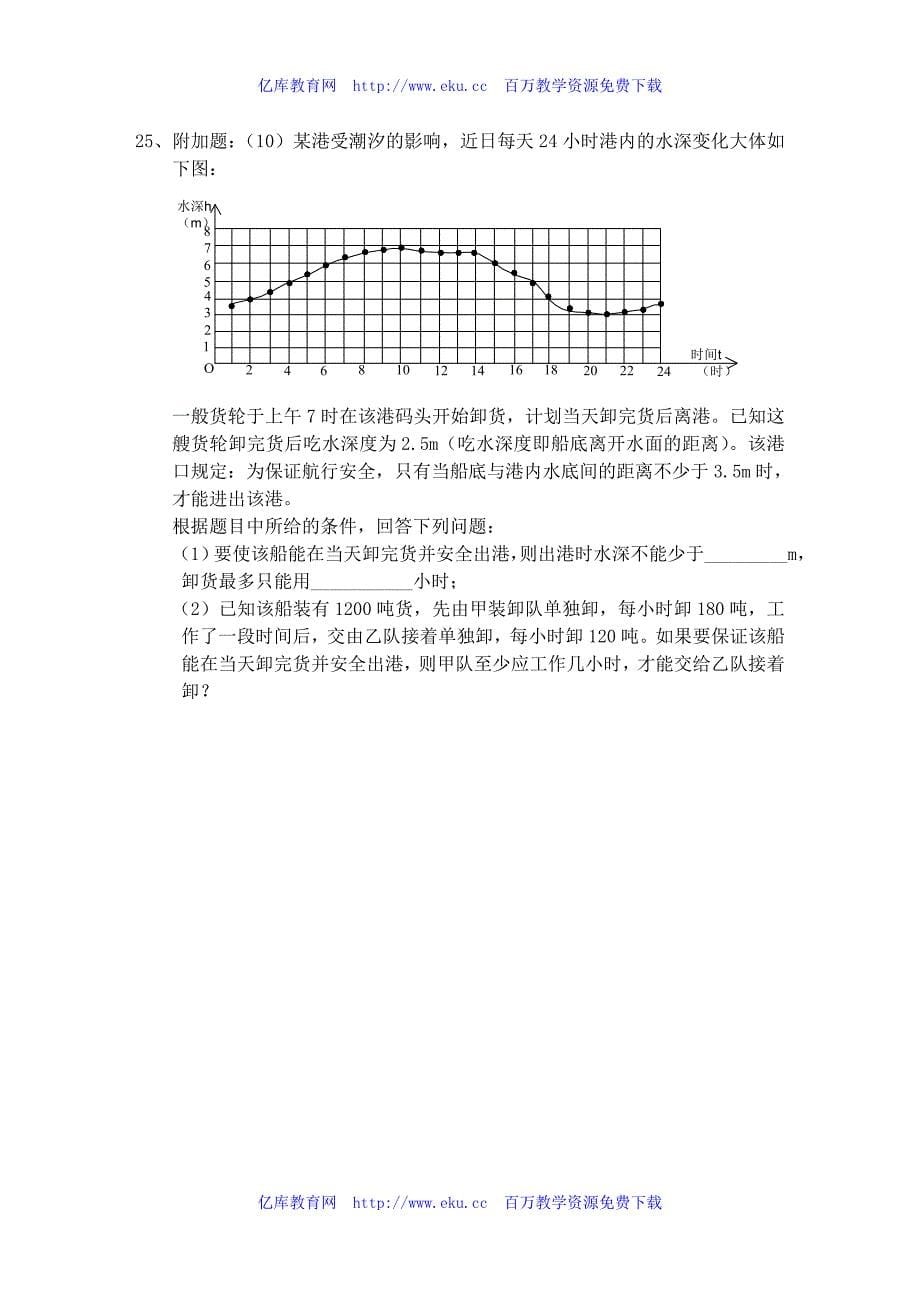 七年级数学不等式与不等式自测题4_第5页