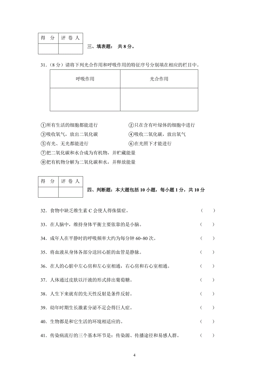 南通市初中毕业会考生物试卷_第4页