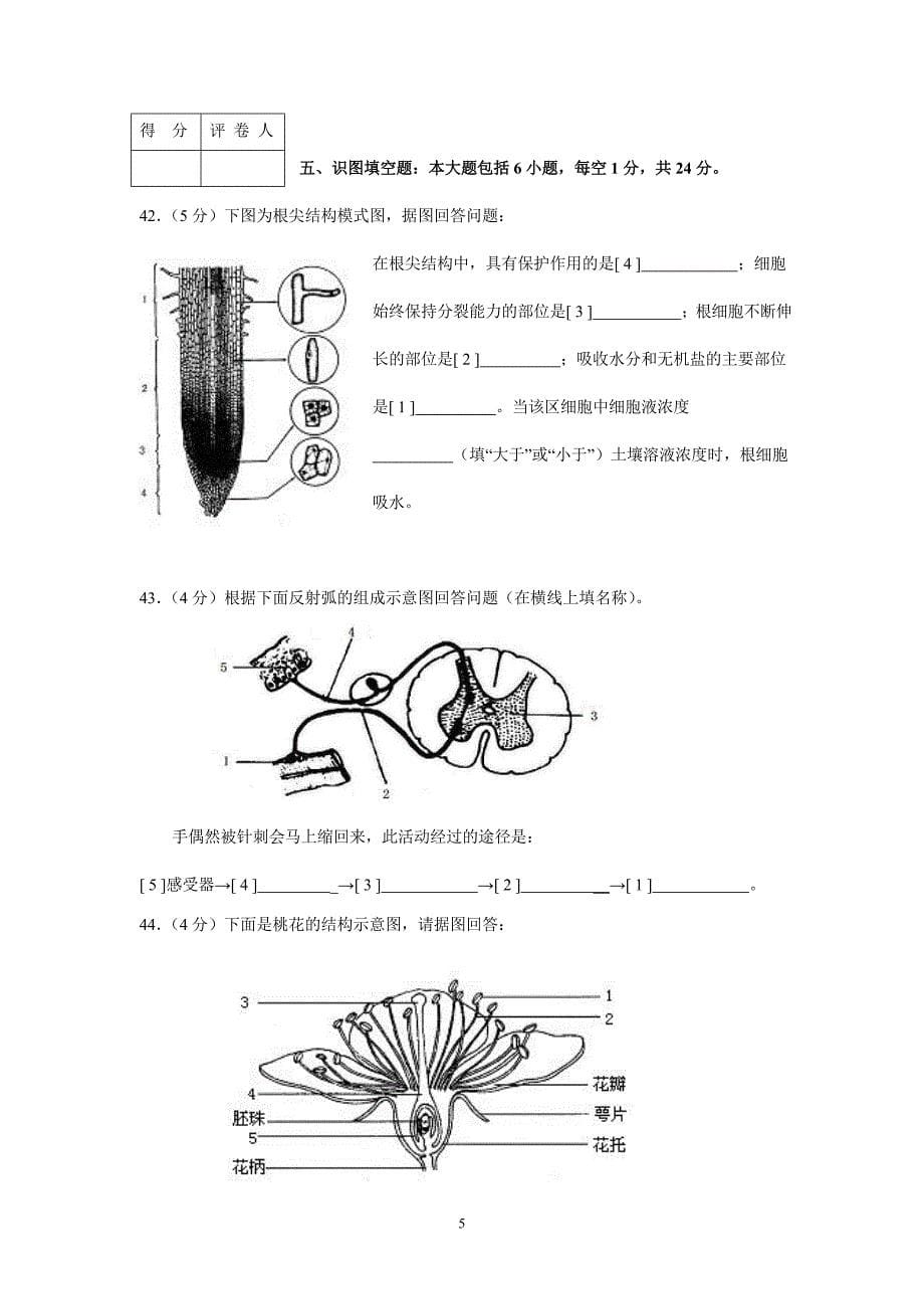 南通市初中毕业会考生物试卷_第5页