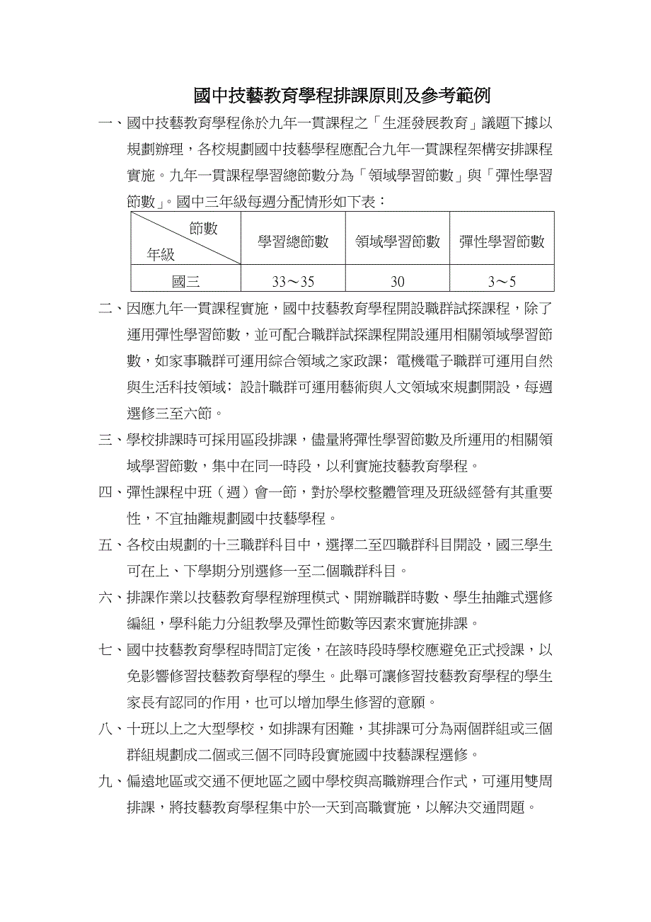 国中技艺教育学程排课原则及参考范例_第1页