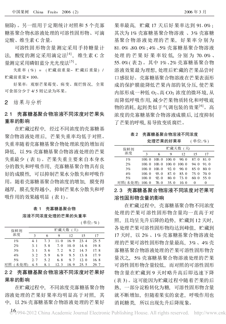 保鲜剂壳寡糖基聚合物对芒果保鲜试验初报_第2页