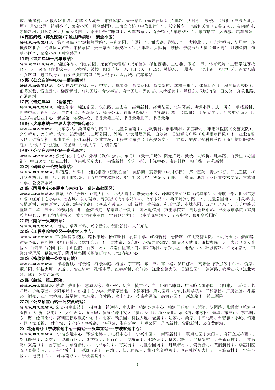 最新最全宁波公交车线路(截止到2011年10月底)_第2页