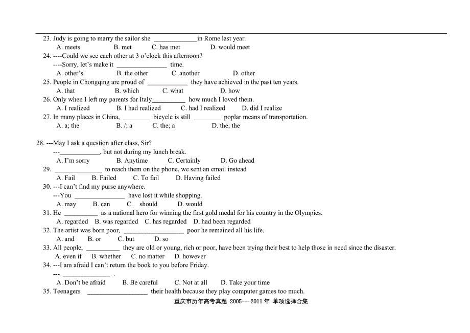 05-11重庆高考英语单项选择题及其答案_第5页
