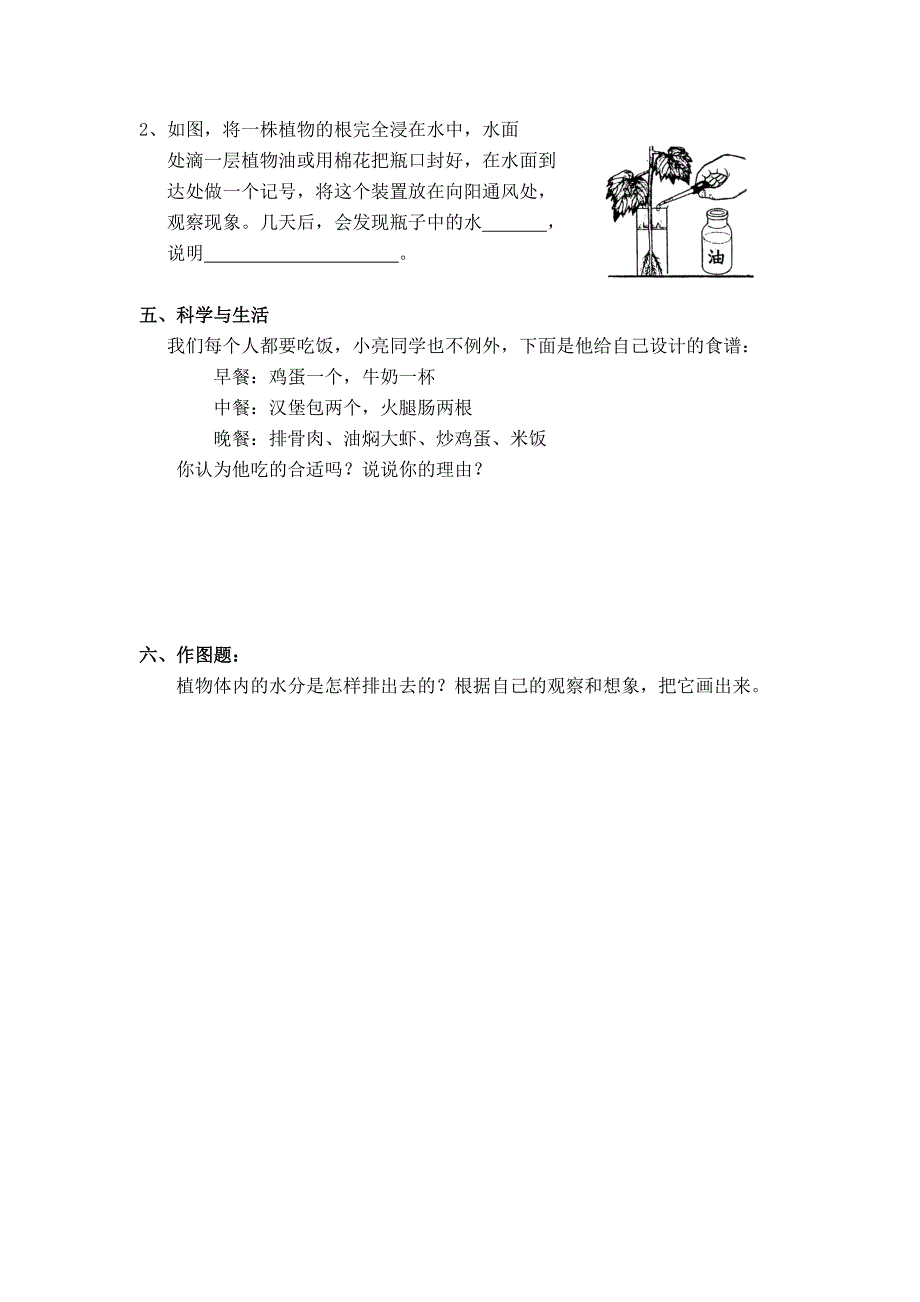 青岛版四年级科学上册期中测试卷及答案_第2页