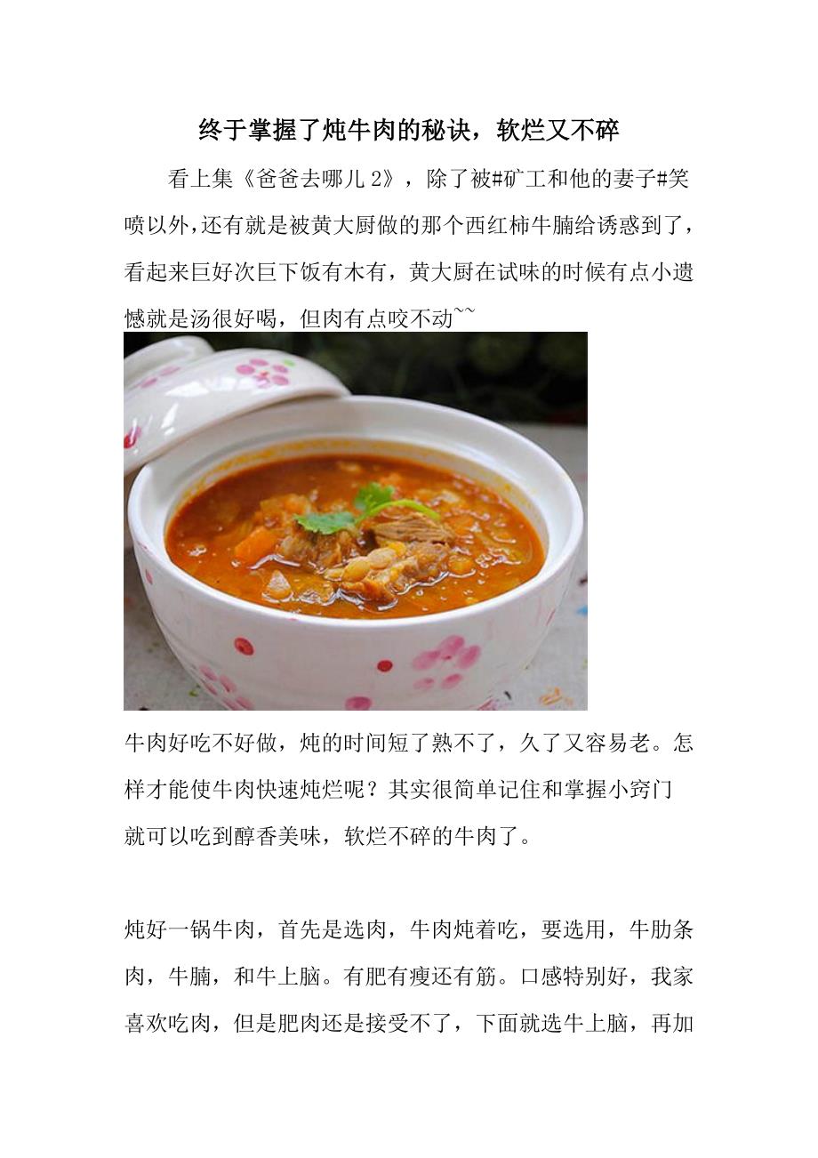 终于掌握了炖牛肉的秘诀,软烂又不碎_第1页