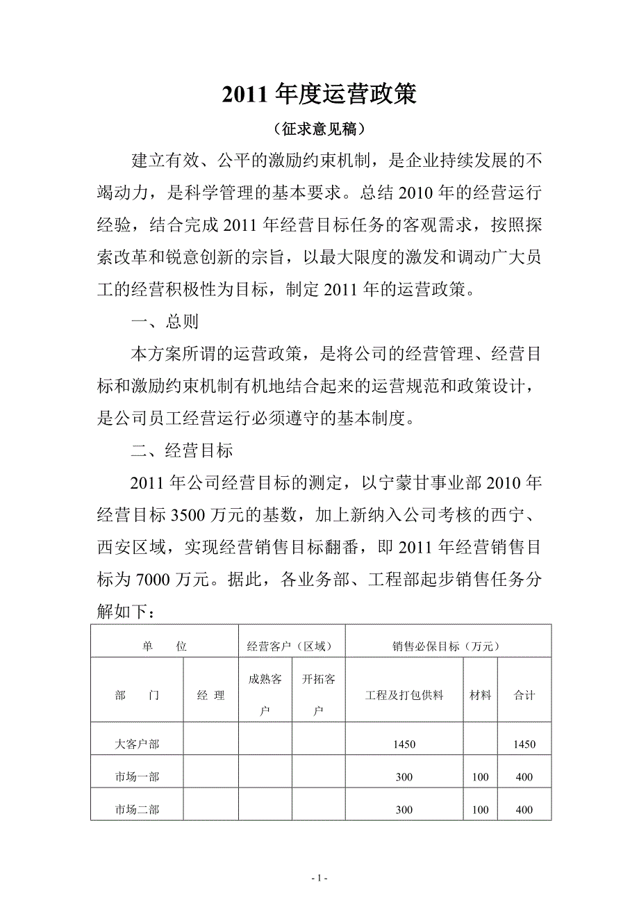 2011年度运营政策(最终)_第1页