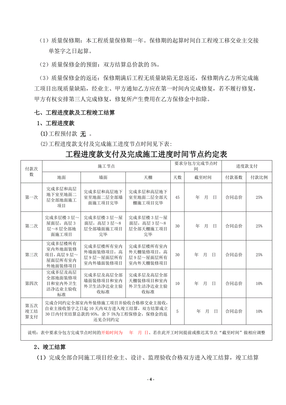 装修分包施工合同样本_第4页