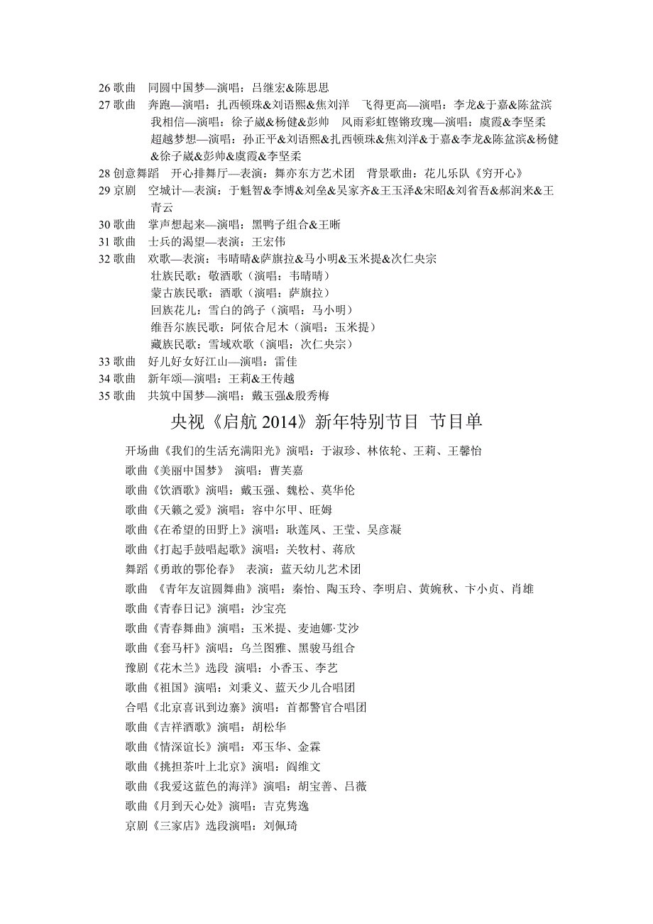 2011年至2015年央视元旦晚会节目单_第2页