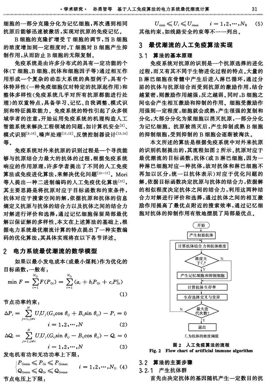 基于人工免疫算法的电力系统最优潮流计算 ei收录_第2页