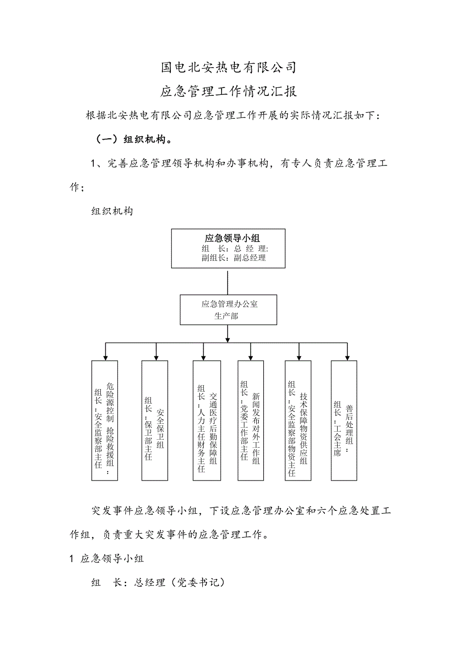 国电公司应急管理工作情况汇报_第1页