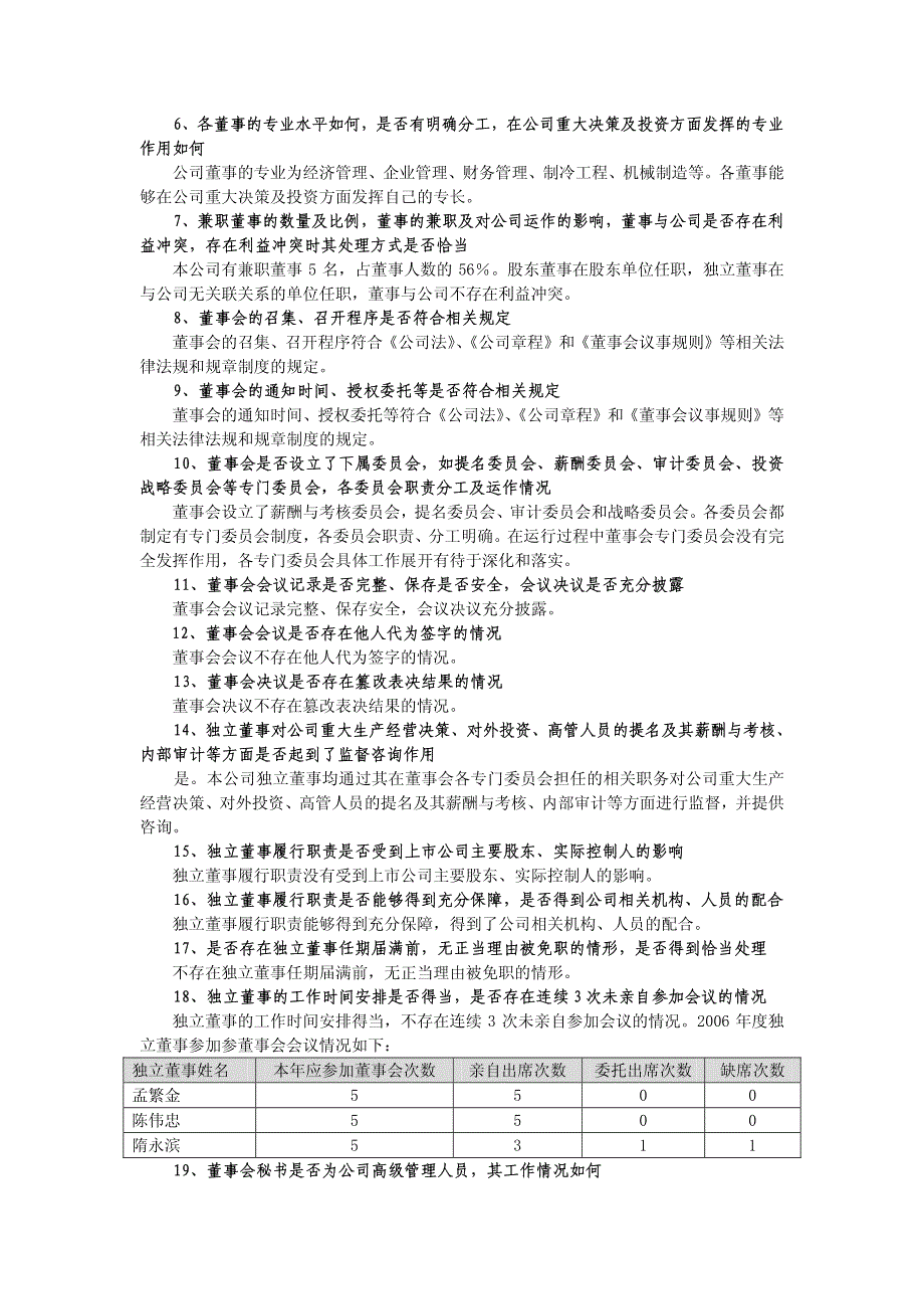 烟台冰轮股份有限公司公司治理专项活动自查事项_第3页