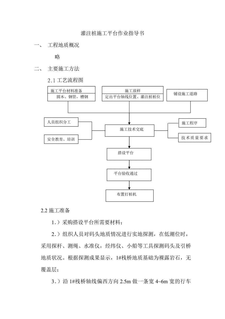 灌注桩施工平台作业指导书_第1页