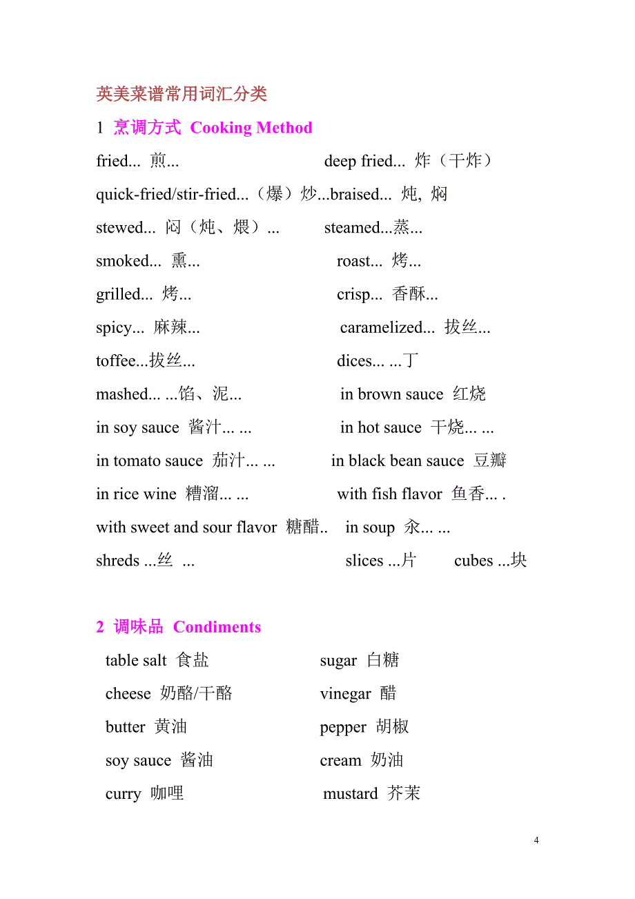 英美菜谱常用词汇分类_第4页