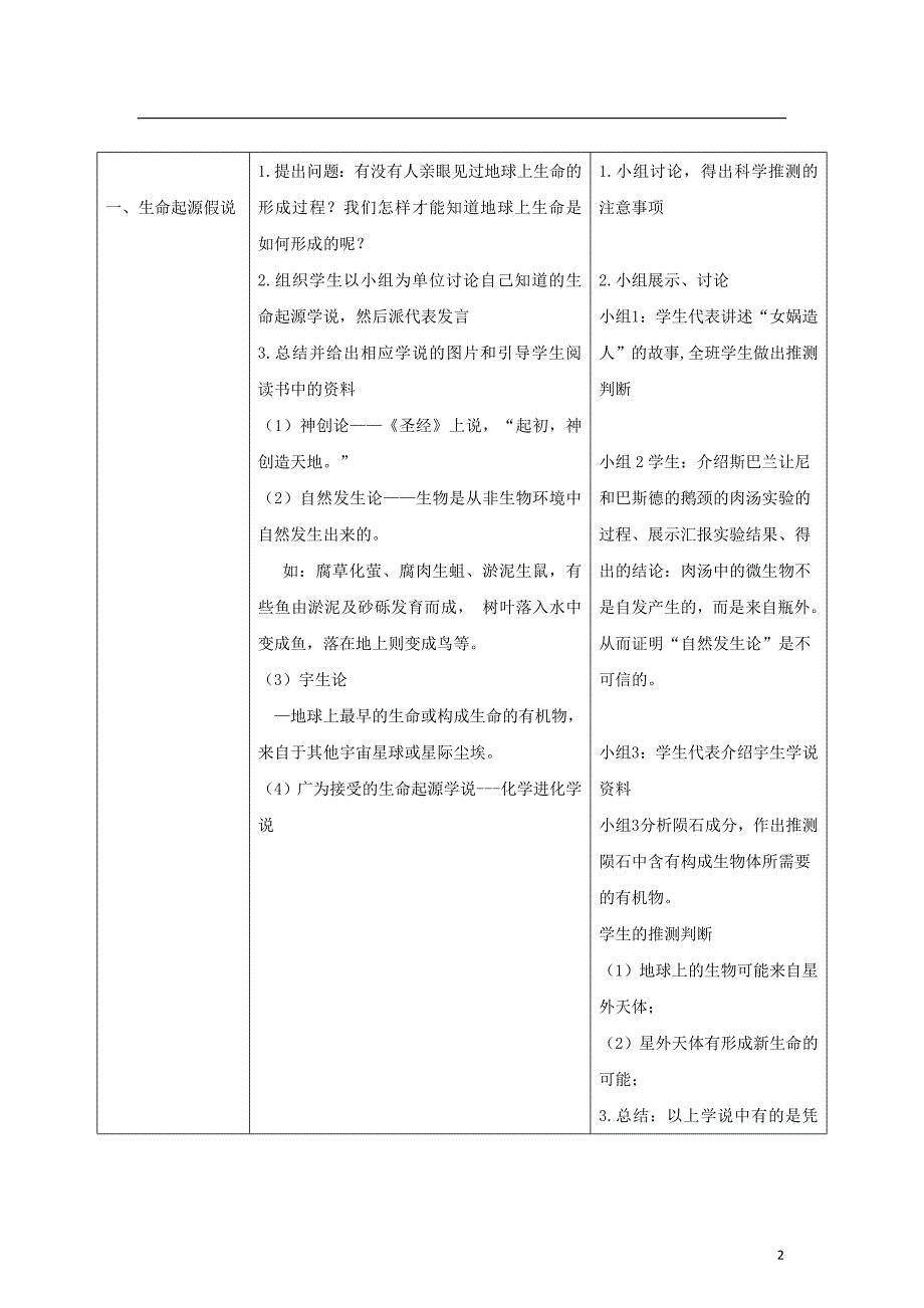 八年级生物下册7.3.1地球上生命的起源教案新版新人教版20170811232_第2页