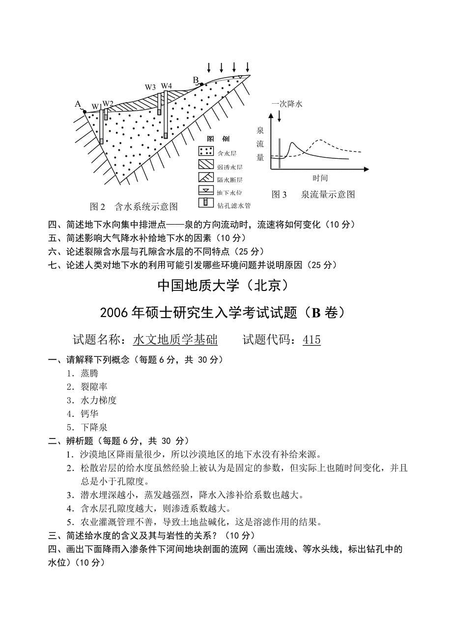 中国地质大学(北京)水文地质学基础考研真题_第5页