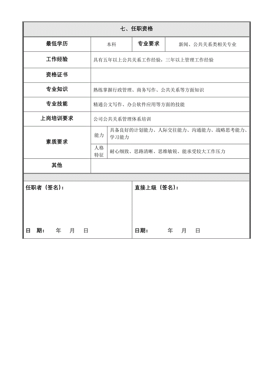 公共关系部岗位说明书汇编_第3页