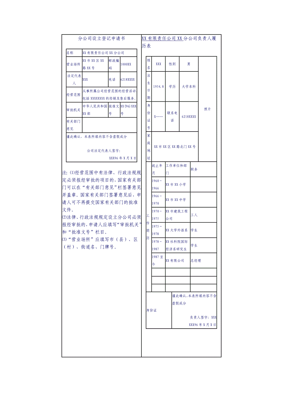 分公司设立登记申请书样本_第2页