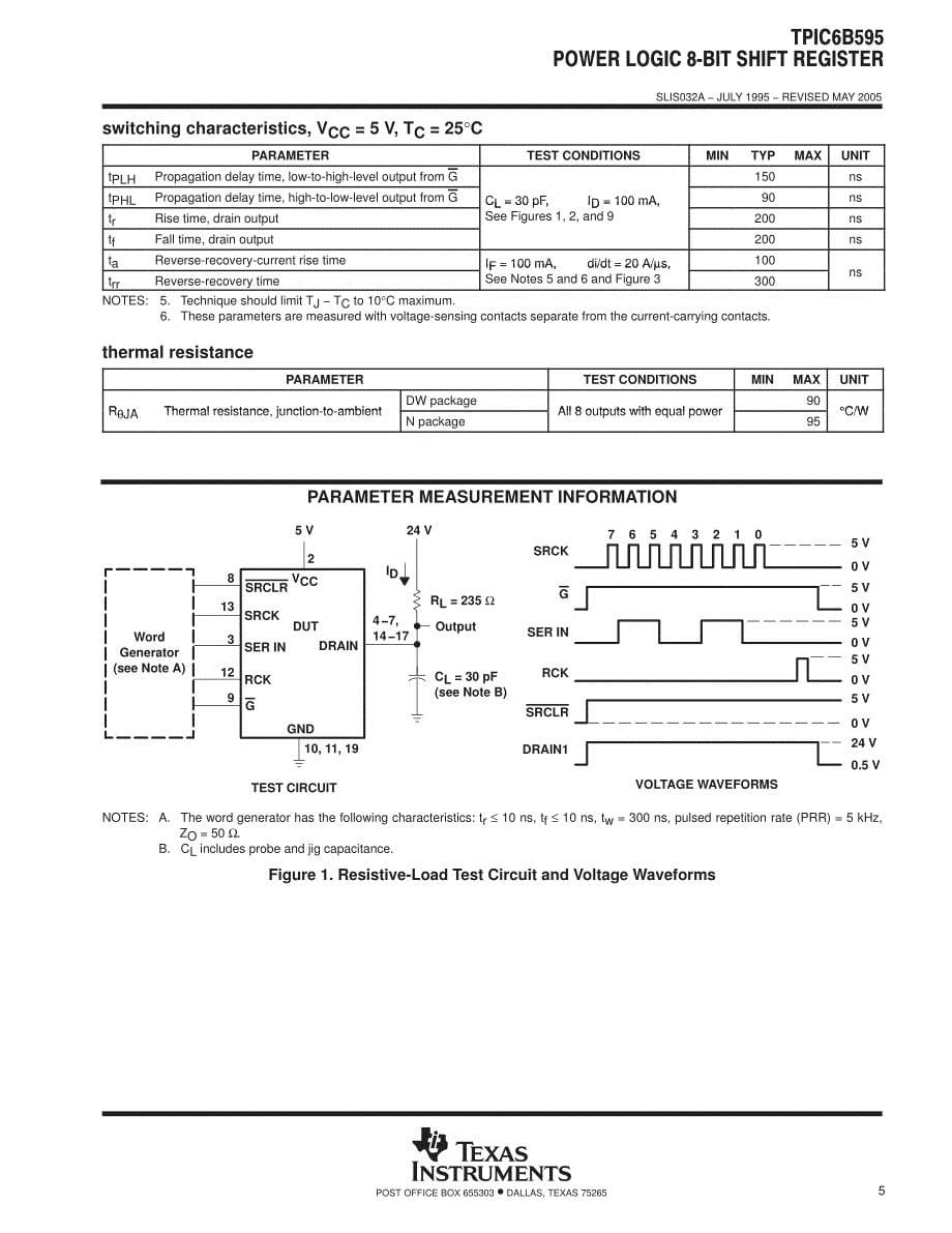 移位寄存器-功率-ti-tpic6b595_第5页