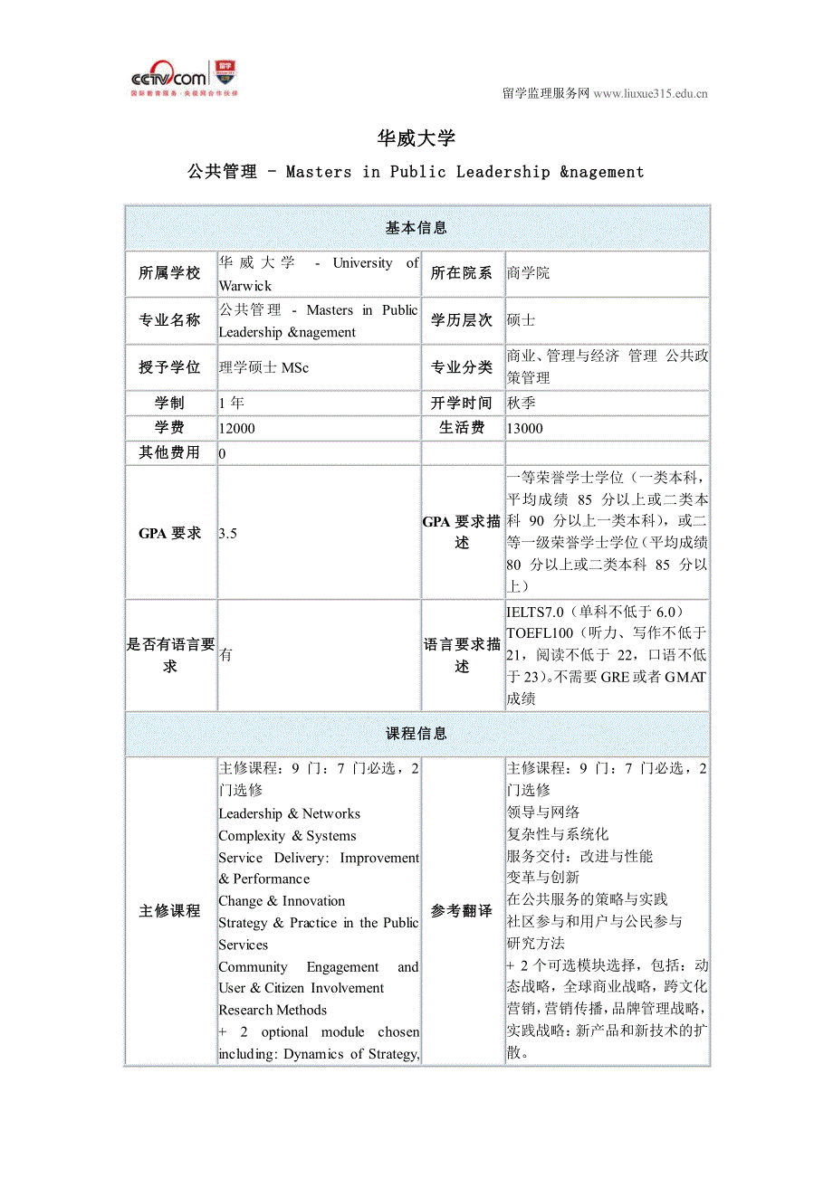 华威大学公共管理硕士入学要求_第1页