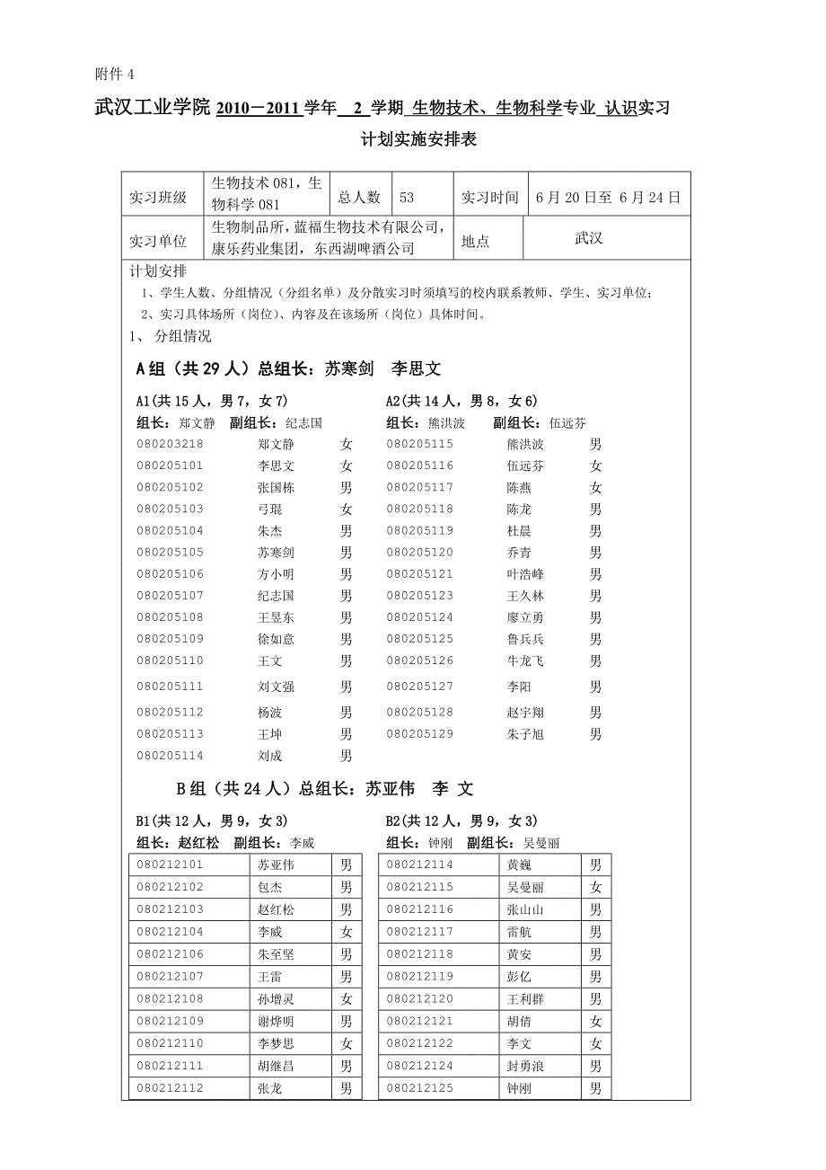 生物技术认识实习实施计划-2011_第1页