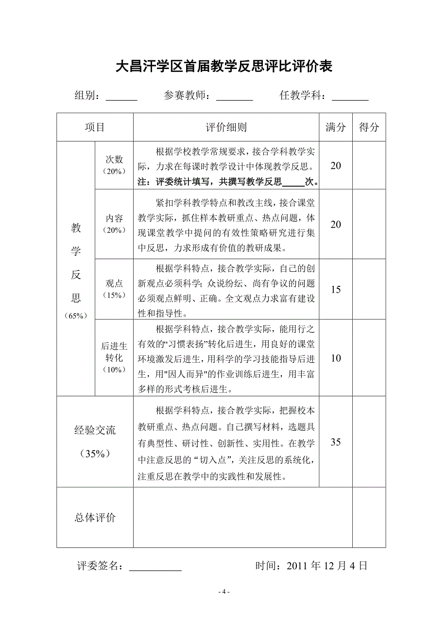 教学反思评比实施方案_第4页