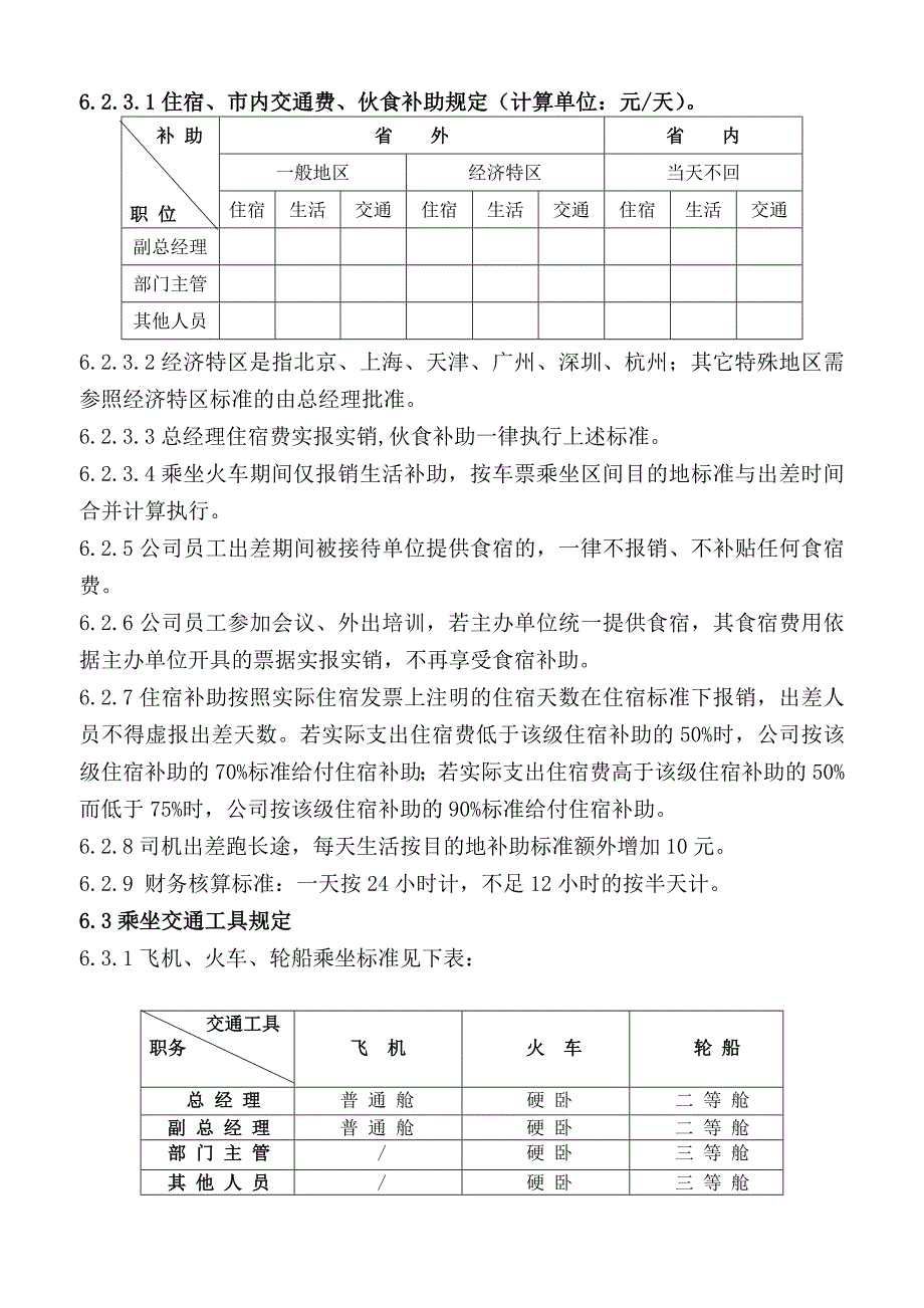 差旅费开支标准及借款报销规定_第2页