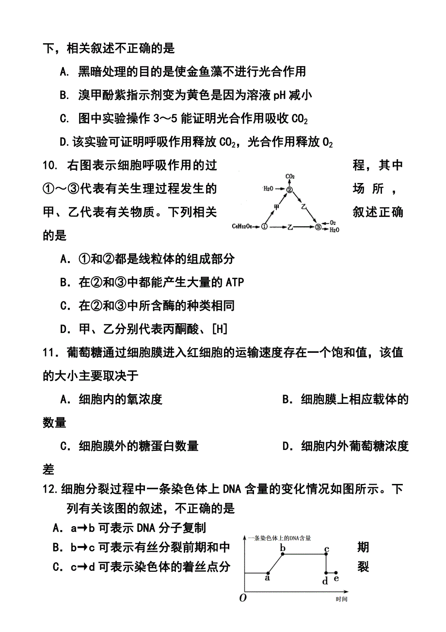 2015届高三上学期期中考试 生物试题及答案_第4页