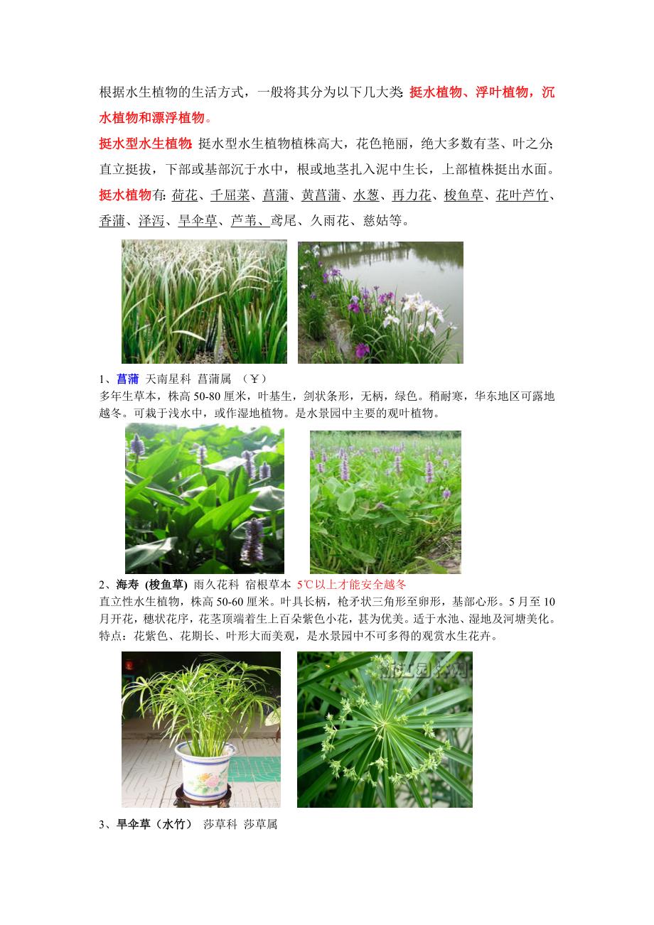 贵州省常用水生植物收集整理_第1页