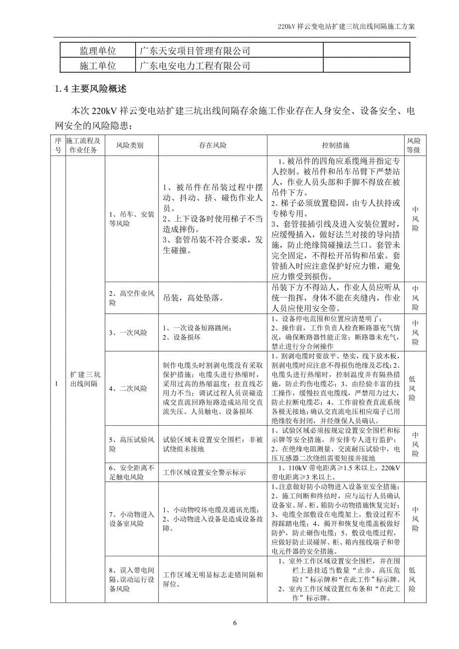 220kV祥云变电站扩建三坑出线间隔施工方案_第5页